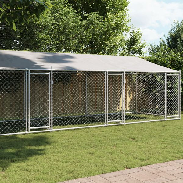 vidaXL Hundezwinger mit Dach und Türen Grau 8x2x2 m Verzinkter Stahl, 3209565