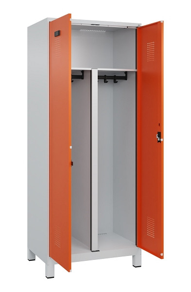 C+P PSA Schwarz-Weiß-Spind Evolo PLUS, mit Füßen, 2 Abteile, 1950x800x500mm, 70, Frontfarbe RAL 2004 Reinorange, Zylinderschloss, 049012-22P S10029