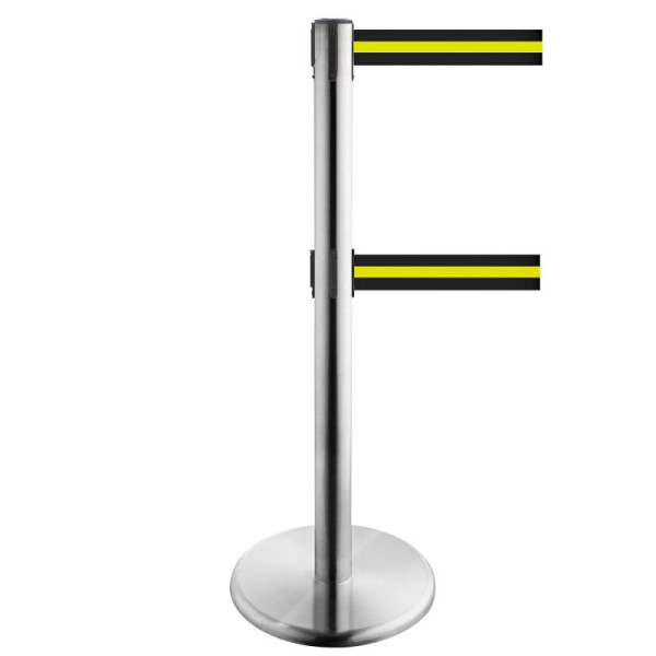 Stein HGS Personenleitsystem -P-Line Duo-, Edelstahl, schwarz/gelb/schwarz waagerecht (gestreift), mit magnetischem Gurtendstück, Gurtlänge: 2 x 4 m, 36406-0804