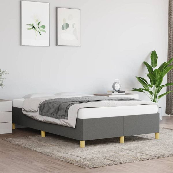 vidaXL Bettgestell Dunkelgrau 120x200 cm Stoff, Material: Stoff (100% Polyester), Sperrholz, Holzwerkstoff, 347150