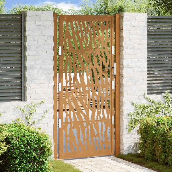 vidaXL Gartentor 105x205 cm Wetterfester Stahl Spurendesign, 4100988
