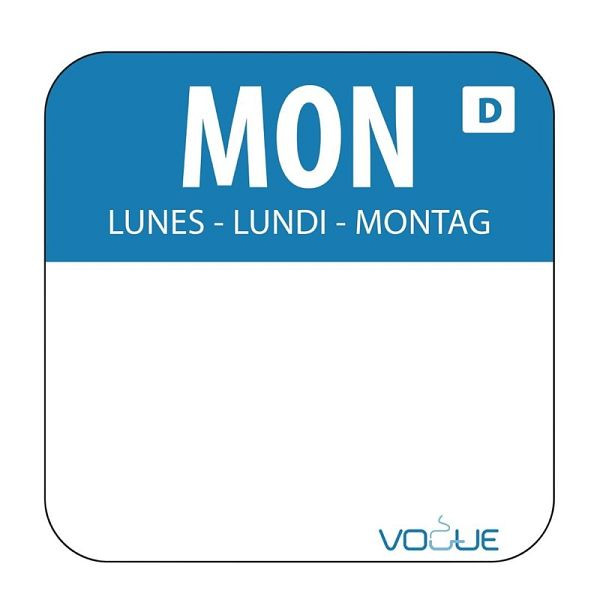 Vogue Selbstauflösende Lebensmittelrotationsetiketten Montag, VE: 1000 Stück, U777