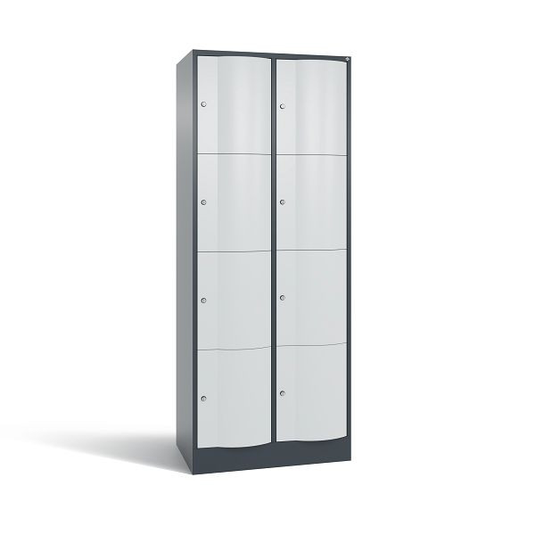 C+P Schließfachschrank Resisto, 8 Fächer, H1950xB772xT540 mm, Anthrazit/Grau, 8470-272 S10148