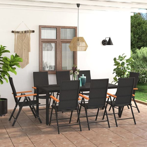 vidaXL 9-teilig Garten-Essgruppe Schwarz und Braun, 3060087