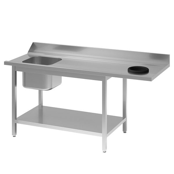 Vaiotec TOPLINE Zulauftisch 700, 1 Becken links + Abfallloch, Anbauseite rechts L: 1200 mm, 11523