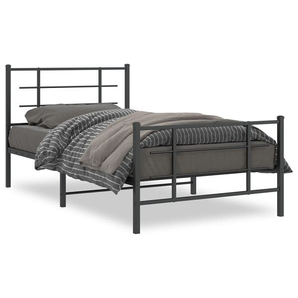 vidaXL Bettgestell mit Kopf- und Fußteil Metall Schwarz 100x200 cm, 355574