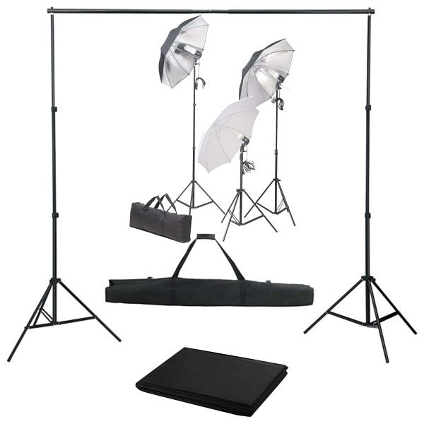 vidaXL Fotostudio-Set mit Lampen und Hintergrundsystem, 3055124