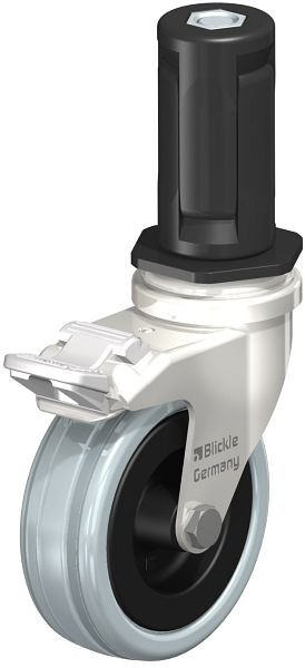 Blickle LRXA-VPA 75G-FI-EXR04 Edelstahl-Apparate-Lenkrolle mit Expander & Feststeller, Vollgummi, Grau, 856428