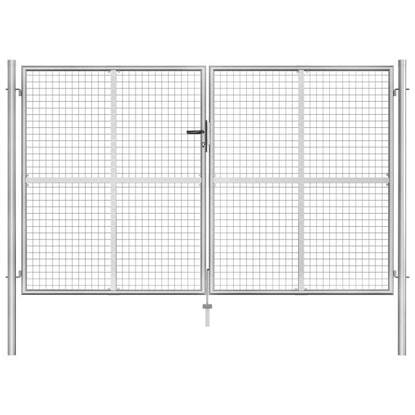 vidaXL Gartentor Verzinkter Stahl 306 x 200 cm Silbern, 144764