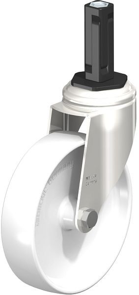 Blickle LKRXA-PO 126G-11-EXV12 Edelstahl-Apparate-Lenkrolle mit Expander, Polyamid, Weiß, 853570