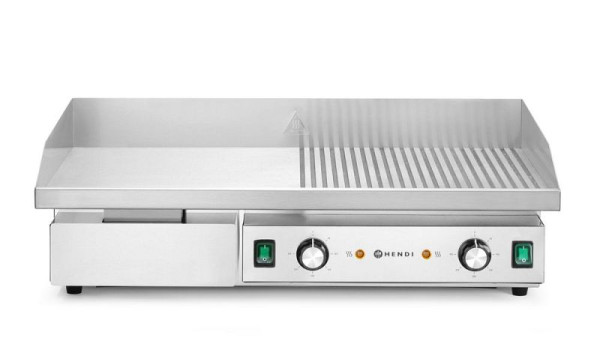 Hendi Grillplatte 1/2 glatt 1/2 gerill, Budget Line 230V 300W, 154991