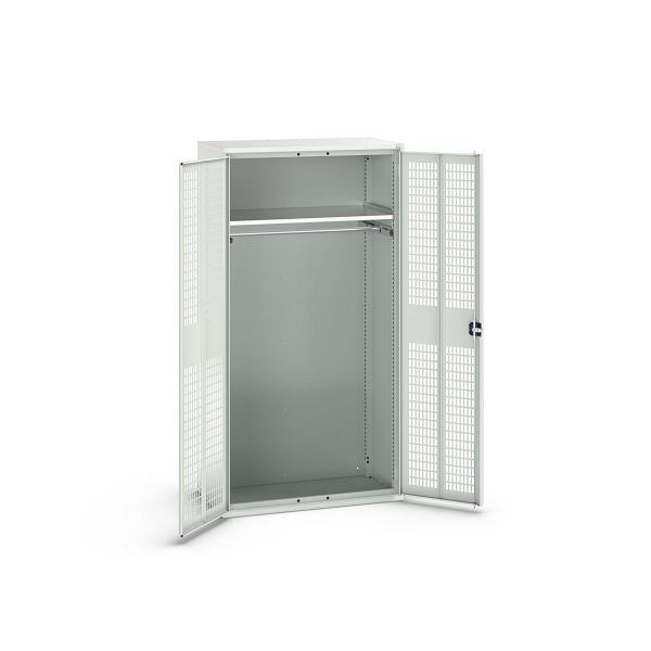 bott verso Garderobenschrank mit Belüftung, mit 1 Fachboden und 1 Kleiderstange, BxTxH: 1050 x550 x 2000 mm, Lichtgrau / Lichtgrau, 16926771.16