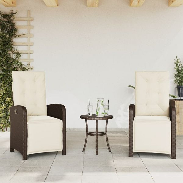 vidaXL Gartensessel mit Fußteil 2 Stück Verstellbar Braun Poly Rattan, 365194