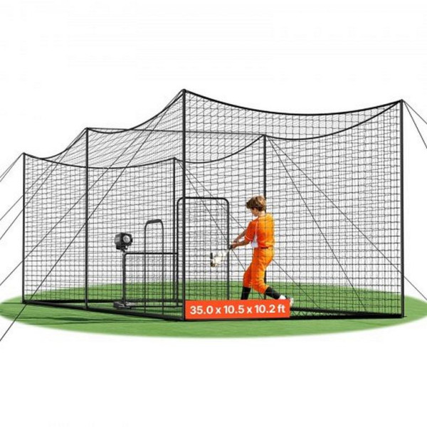 VEVOR Baseball Schlagkäfig (10668x3200x3100 mm) mit 45-lagigem HDPE-Netz & langen Positionierungsseilen, inkl. Softballnetz, FXZTKWTG35YCK22M0001V0