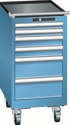 LISTA Schubladenschrank mobil 18x27E (BxTxH) 411x572x840mm AUTO Lock, Lichtblau, 6 Schubladen, Fronthöhen: 50 - 150 mm, 78.427.010.A