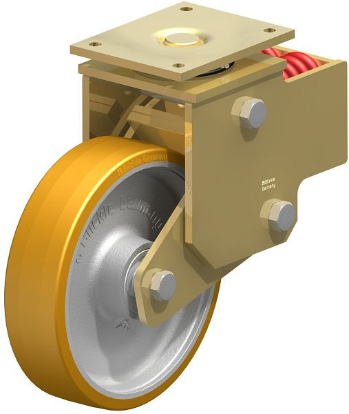 Blickle LSFN-GTH 302K-F30 Stahlgeschweißte Schwerlast-Lenkrolle mit Stahlfeder, Blickle Extrathane®, Hellbraun, 286013