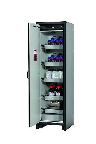 asecos Sicherheitsschrank Q-CLASSIC-30, Q30.195.056 in sicherheitsgelb RAL 1004 mit 4x Auszugswanne Standard (Edelstahl), 31002-060-30097