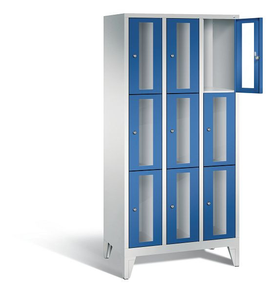 C+P Schließfachschrank Classic, H1850xB900xT500mm, Farbe: Lichtgrau / Enzianblau, 8010A303 S10002