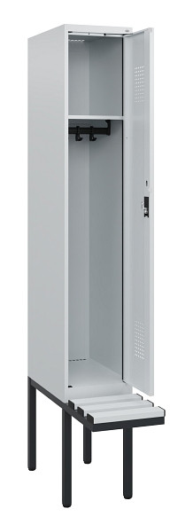 C+P Spind Evolo PLUS, 1 Abteil, 1950x300x815mm, 7035/7035, Zylinderschloss, Material Sitzfläche Kunststoff, 0490405-10 S10094