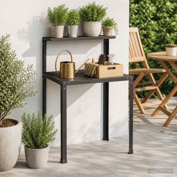 vidaXL Pflanztisch 100 x 50 x 104 cm Pulverbeschichteter Stahl Schwarz, 8014897