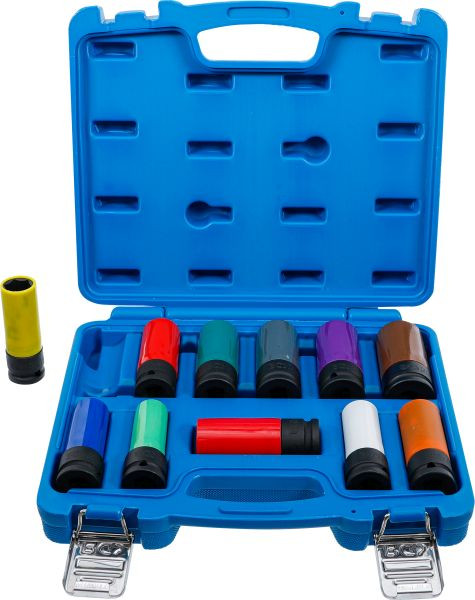 BGS Kraft-Schoneinsatz-Satz, Antrieb Innenvierkant 12,5 mm (1/2"), SW 15 - 27 mm und Spezial-Radschrauben, 11-teilig, 74254