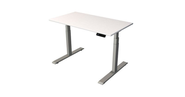 Kerkmann Sitz-/Stehtisch Home office B 1200 x T 650 mm, elektrisch höhenverstellbar von 630-1270 mm, weiß/silber (Montage), 10188810