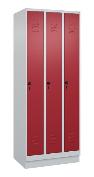 C+P Umkleidespind Classic PLUS, Sockel, 3 Abteile, 1950x750x500mm, 7035/3003, Drehriegel, 080020-39 S10001