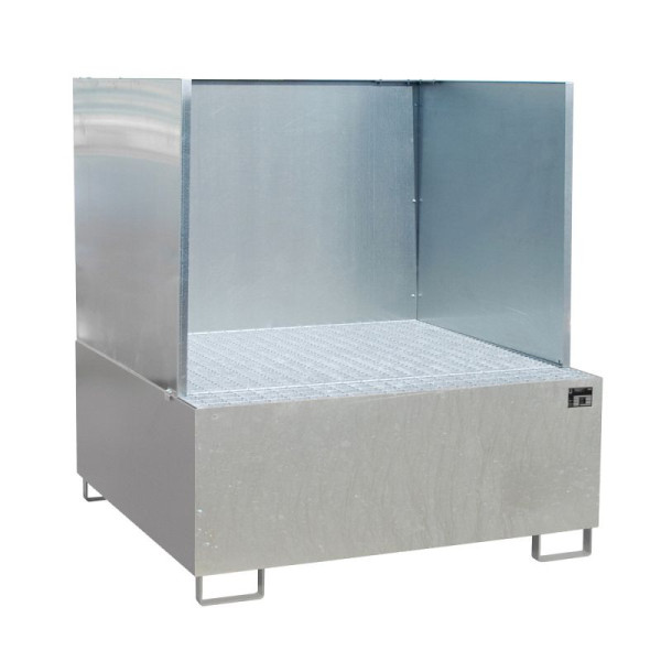 STEIN HGS Auffangwanne AW/SW, mit Spritzschutzwand, 1000 Liter, ohne Farbe, feuerverzinkt, Gesamthöhe 1630 mm, feuerverzinkt, 1 IBC 1000 Liter, 79189.0018