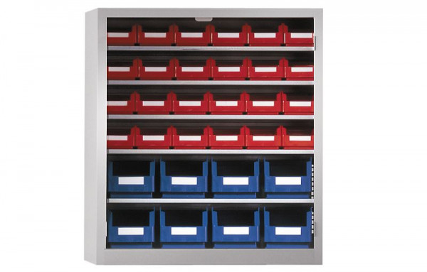 Kappes Ordnungsschrank ohne Türen Modell 13, 780 x 690 x 285 mm, RAL 7035, Inklusiv Lagersichtkasten 8 x Größe 6, 24 x Größe 7, 1001.04.0013