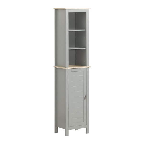 SoBuy Badezimmerschrank mit einer Tür Hellgrau 39x30x168cm, Modern, BZR68-HG