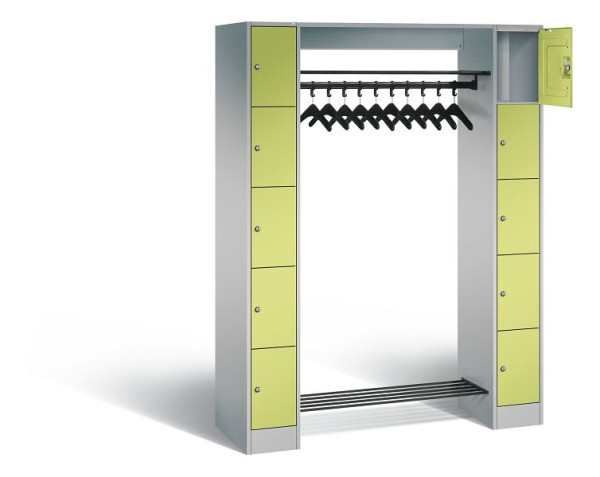 C+P Offene Garderobe Serie 8070, H1950xB1430xT480mm, Farbe: Weißaluminium / Viridingrün, 80710-00 S10363