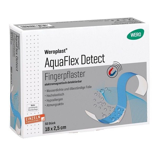 WERO Weroplast AquaFlex Detect Fingerpflaster 18 x 2,5 cm, detektierbar, VE: 50 Stück, 180717