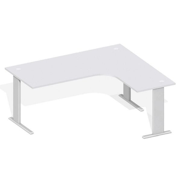 Deskin Schreibtisch Basic M MULTI M, Dekor lichtgrau, Gestell Alusilber, B 1800 x T 1600 / 800 x H 740 mm, Freiform rechtsseitig, 254053