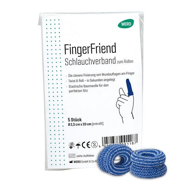 WERO FingerFriend Schlauchverband zum Rollen, blau, VE: 5 Stück, 110025