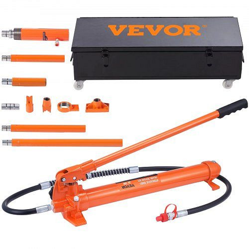 VEVOR Hydraulischer Wagenheber Luftpumpe 20 t, Lufthydraulischer Heber 145 mm Hub Rot, inkl. 100 / 300 / 500 mm Verlängerungsstange, FLDTJHSD20TPUKYSUV0