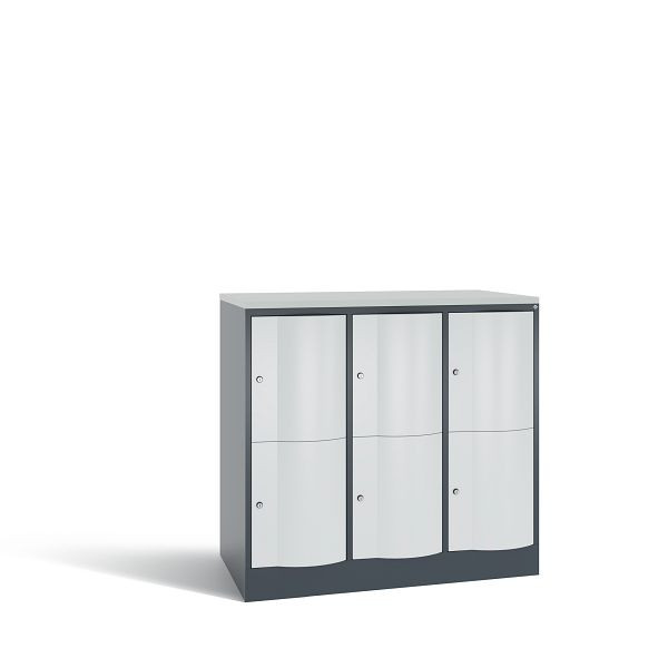 C+P XL-Schließfachschrank Resisto,6 Fächer,H1077B1148T640mm, Anthrazit/Grau/DBSHellgrau, 8472-373 S10119