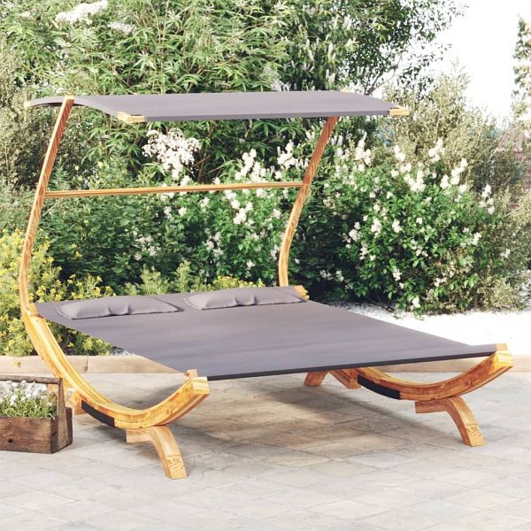 vidaXL Sonnenliege mit Dach 165x203x138 cm Bugholz Massiv Anthrazit, 313952