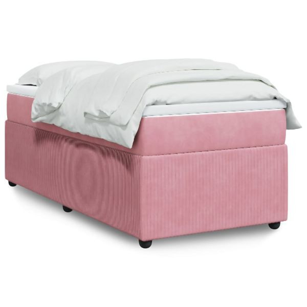 vidaXL Boxspringbett mit Matratze Rosa 80x200 cm Samt, 3285607