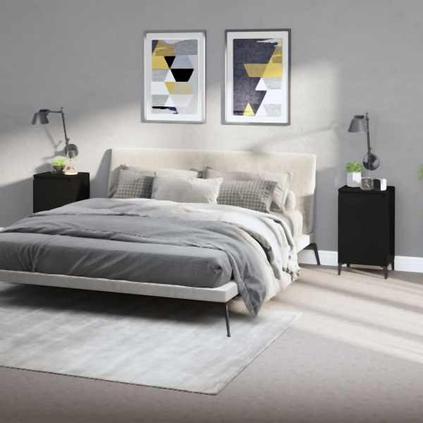 vidaXL Nachttische 2 Stück Schwarz 40x35x70 cm Holzwerkstoff, 819647