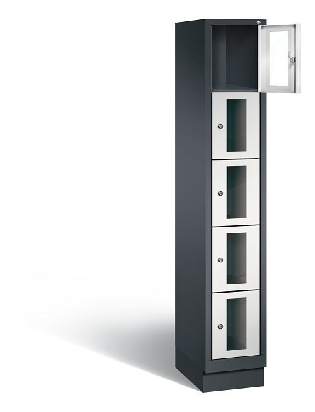 C+P Schließfachschrank Classic, H1800xB320xT500mm, Farbe: Schwarzgrau / Lichtgrau, 8020A105 S10010
