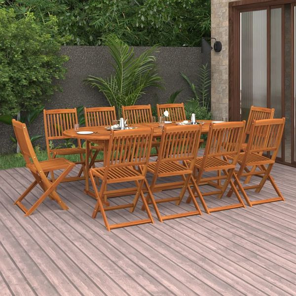 vidaXL 11-teilig Garten-Essgruppe 220x90x75 cm Massivholz Akazie, 3086977