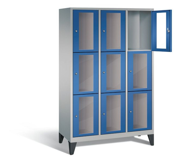 C+P Schließfachschrank Classic, H1850xB1200xT500mm, Farbe: Weißaluminium / Enzianblau, 8010A323 S10010