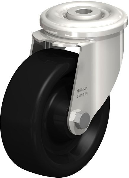 Blickle LIXR-PHN 102G-OF Hitzebeständige Edelstahl-Lenkrolle mit Rückenloch, Phenolharz, Schwarz, 611616