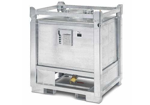 DENIOS ASF-Behälter mit Bodenauslauf, 800 Liter Volumen, feuerverzinkt, 117957