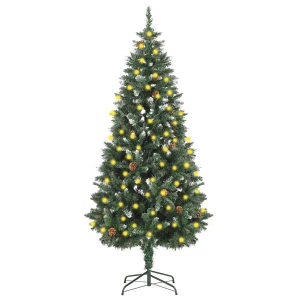 vidaXL Weihnachtsbaum Gefrostet mit Beleuchtung & Zapfen 180 cm, 3077747
