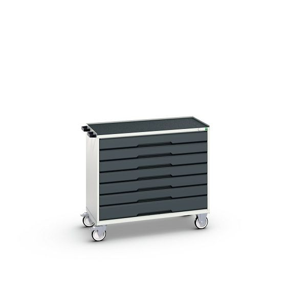 bott verso mobiler Schubladenschrank, mit 7 Schubladen und Abrollrand, BxTxH: 1050 x 550 x 965 mm, Lichtgrau / Anthrazitgrau, 16927058.19