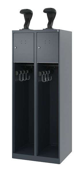 C+P Feuerwehrspind Evolo, Modell YOUNGSTER, 2 Abteile, H1530xB600xT500 mm, Anthrazit, Helmhalter, 0490015-20 S10004