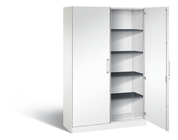 C+P Flügeltürenschrank Asisto, H1980xB1200xT435mm, Farbe: Verkehrsweiß, Bügelgriff, 5 OH, 141001-000 S10240