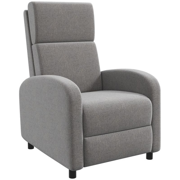 HOMCOM Relaxsessel Fernsehsessel, ausklappbare Fußstütze, neigbar bis zu 160°, 64 x 86 x 102 cm, Grau, 839-811V00GY