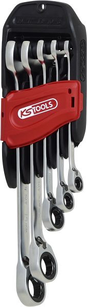 KS Tools GEARplus® RINGSTOP-Ratschenringmaulschlüssel-Satz, abgewinkelt, 5-tlg, 503.4955